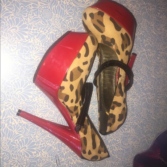 Leopard print color block platform pumps - Picture 6 of 6